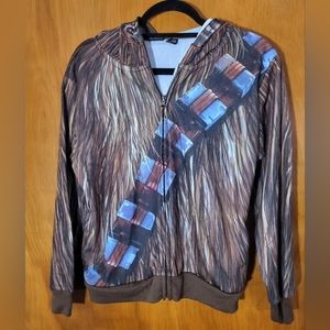 STAR Wars Total Zip-UP Hoodie Size M Completely Zipped Chewbacca face & …